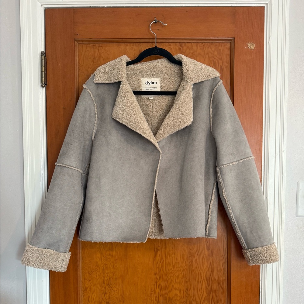 dylan Los Angeles Gray Faux Suede/Sherpa Jacket Size Medium
